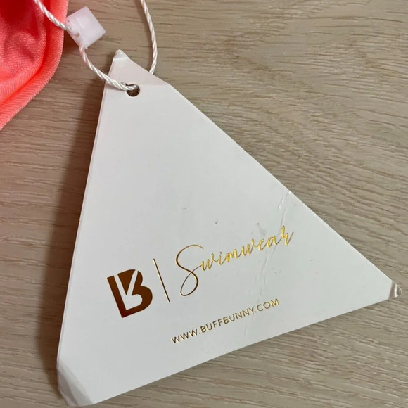 Buff Bunny Swim Bikini Set Wrap Top Cheeky Bottoms NWT Coral Pink Size Small - Picture 8 of 11